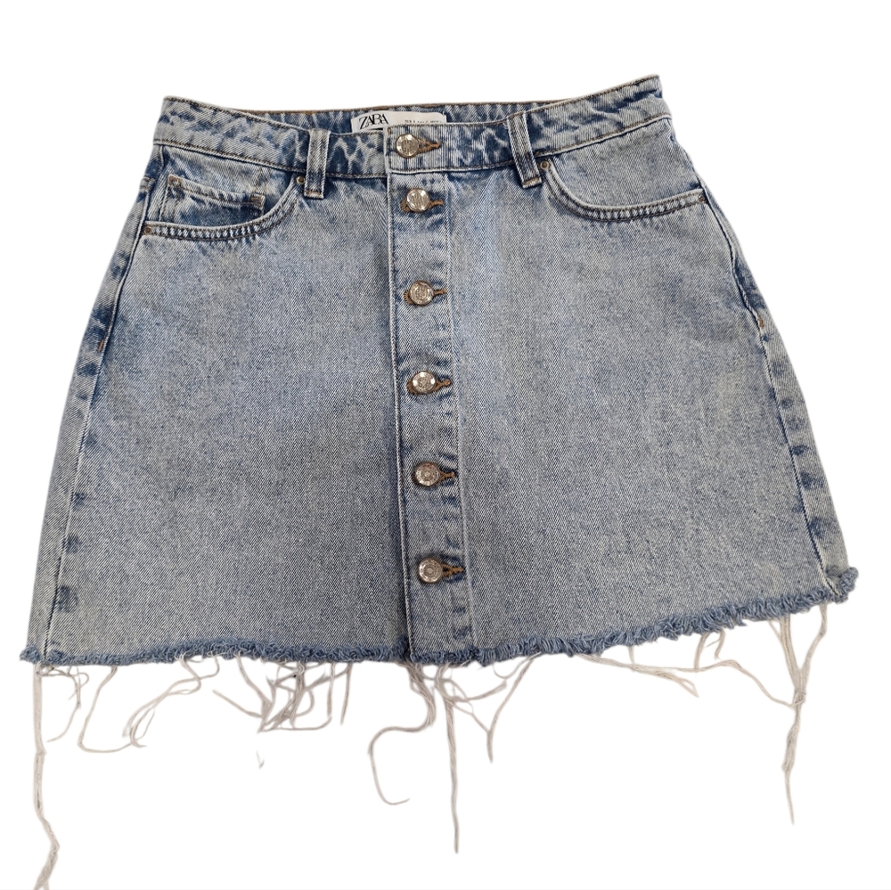 ZARA Denim Button Down Skirt